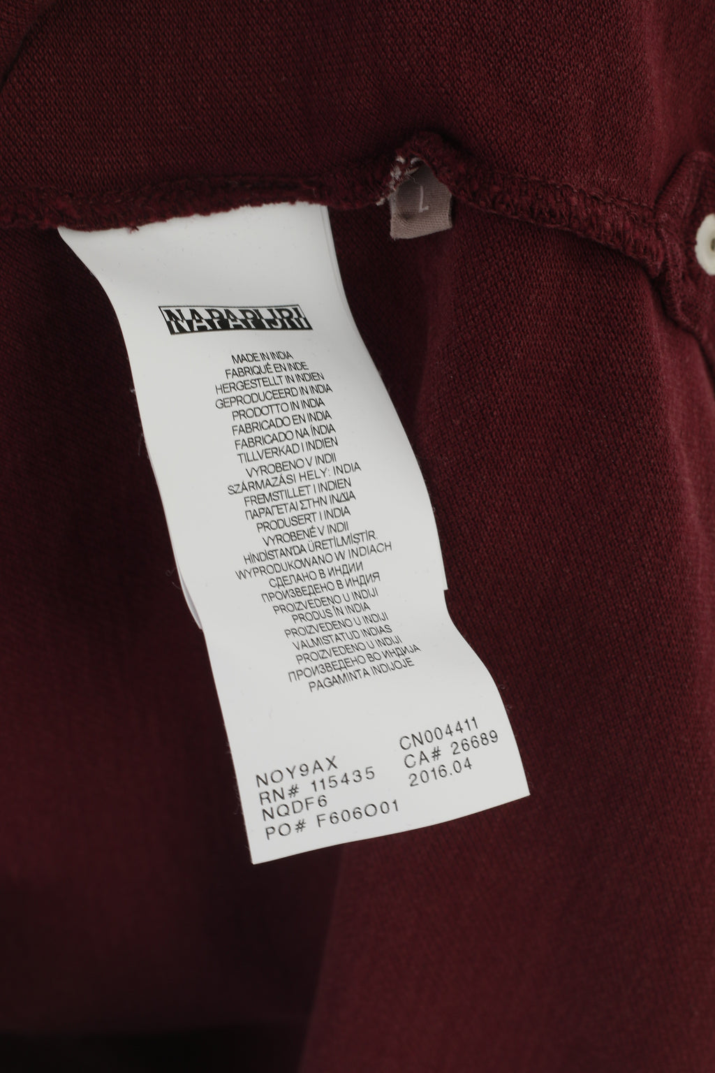 Napapijri Men L Polo Shirt Burgundy Cotton Detailed Buttons Classic Uniform Top