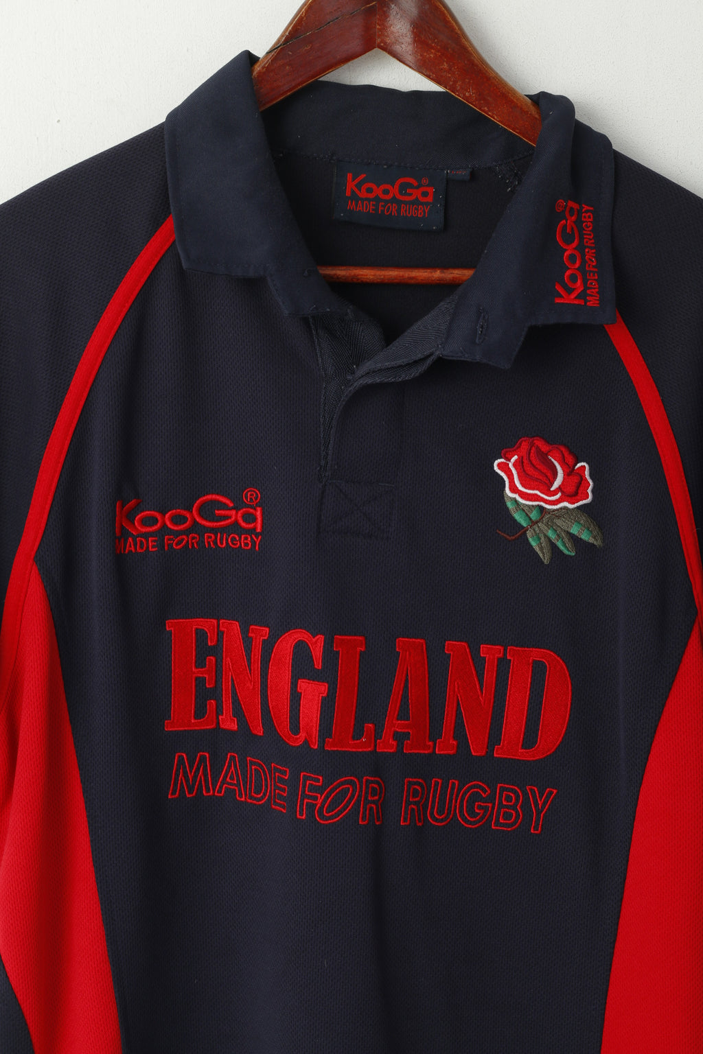 KooGa Men M Polo Shirt Navy Rugby England Sportswear Short Sleeve Top