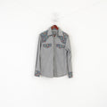 Nima Zaree Collection Men M Casual Shirt Grey Cotton Floral Boho Long Sleeve Top