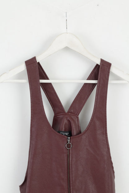 Atmosphere Womens 10 38 S Dress Leather Imitation Full Zipped Burgundy Mini