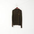 Kangol Men L Jumper Green Knitted Acrylic Button Neck Classic Sweater