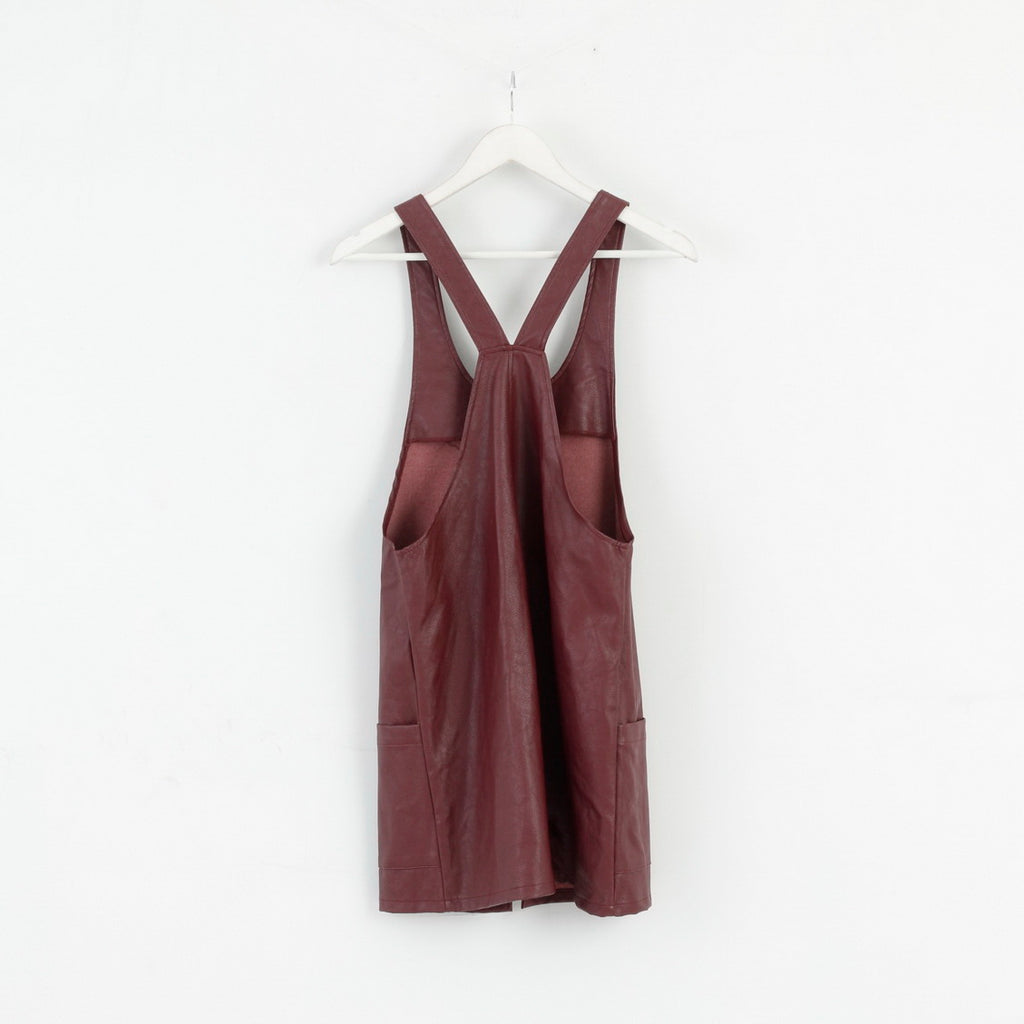 Atmosphere Womens 10 38 S Dress Leather Imitation Full Zipped Burgundy Mini