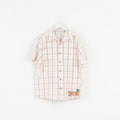 Etirel Mens XL Casual Shirt Beige Check Cotton Detailed Button Outdoor Top