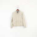 Gant Men L Jacket Beige Campus Cotton Full Zipper Classic Harrington Top
