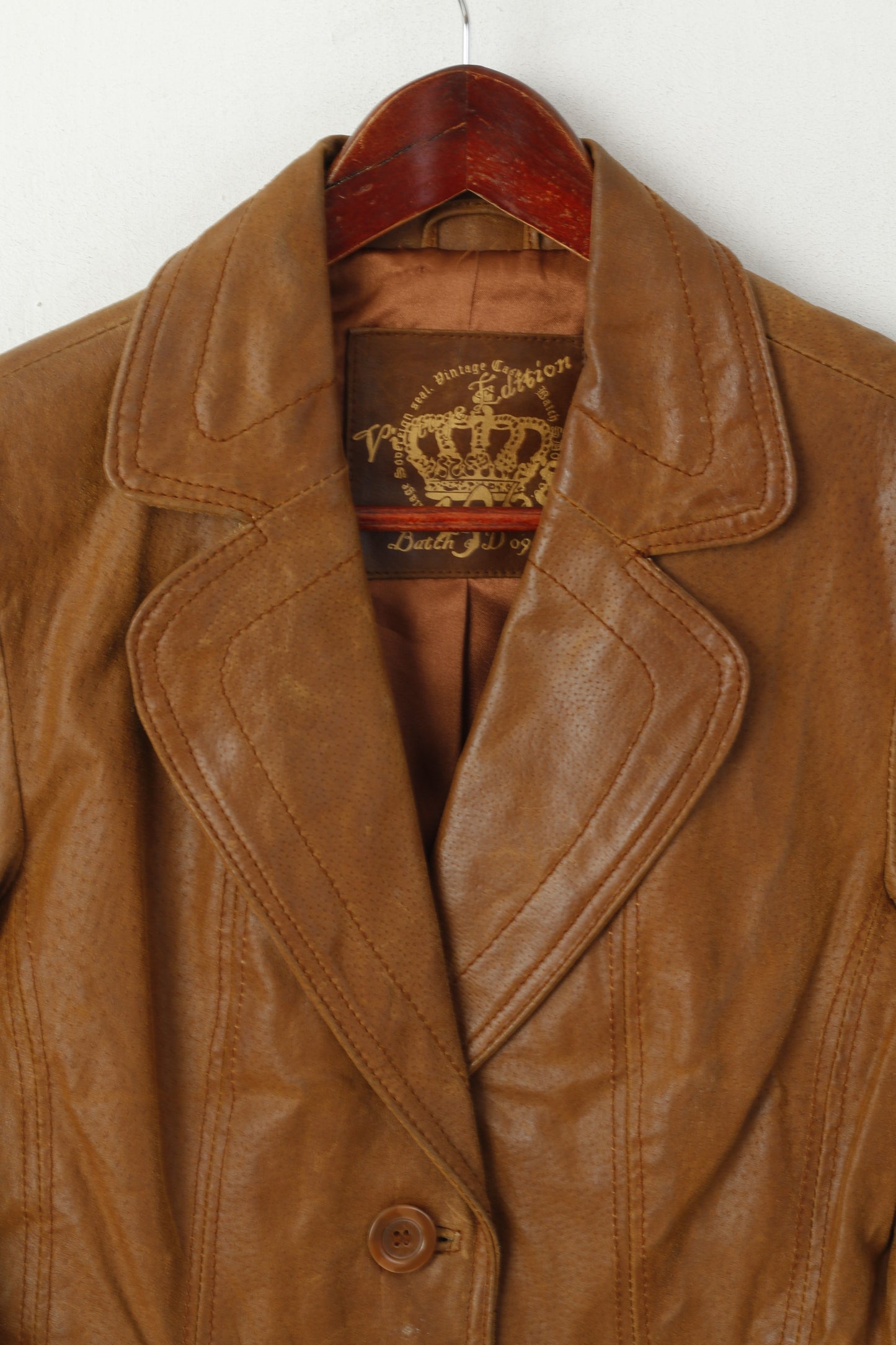 New Look Women 14 M Jacket Brown Leather Vintage Edition Batch 2003 Blazer