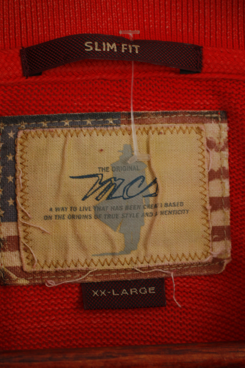 MCS Marlboro Classics Maglione XXL da uomo in cotone color corallo slim fit con colletto polo