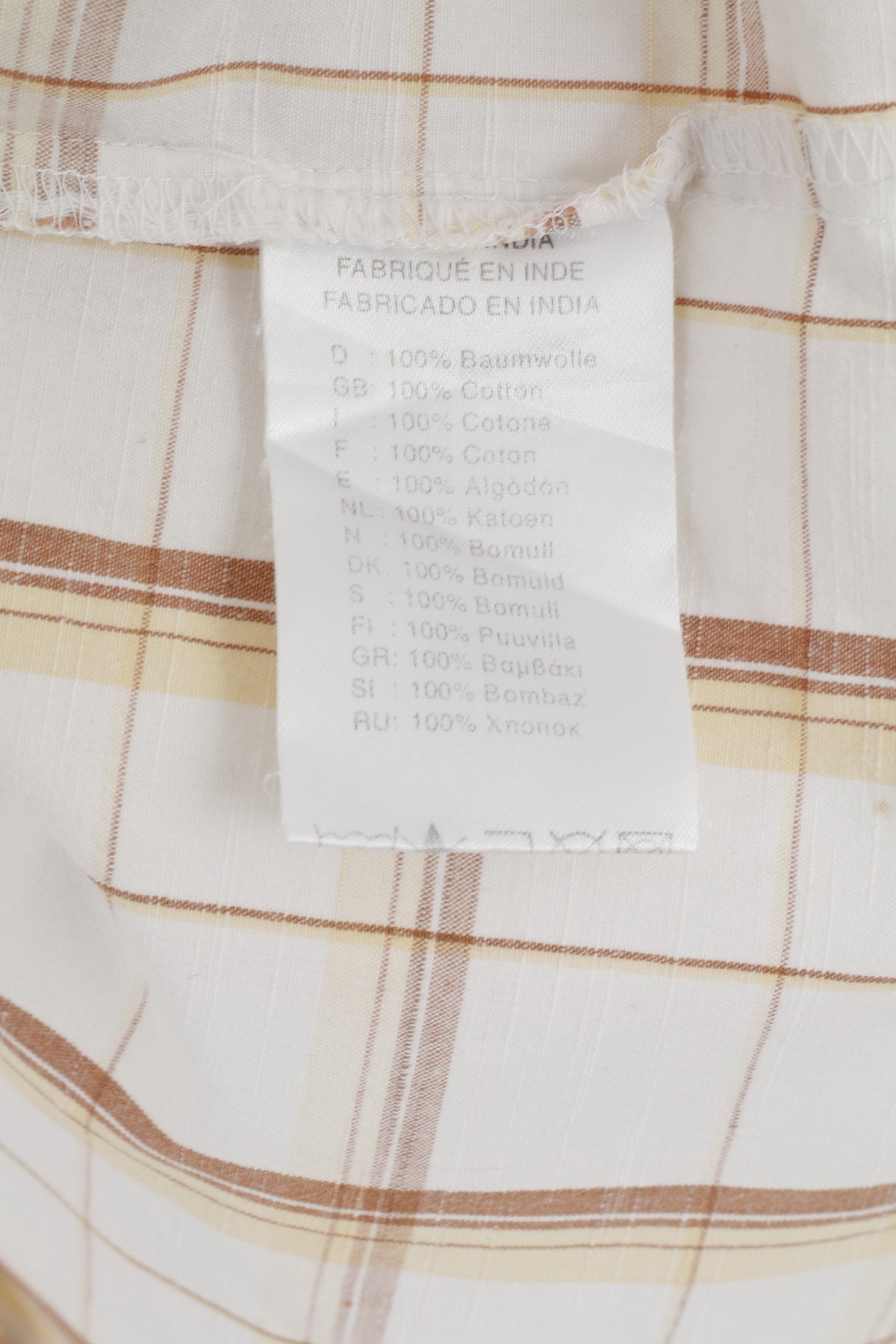 Etirel Chemise décontractée XL pour homme en coton à carreaux beige avec boutons détaillés