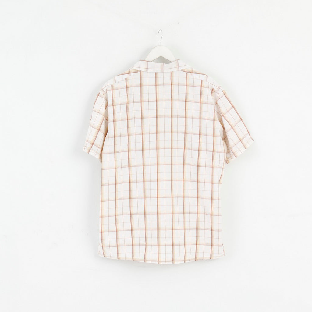 Etirel Chemise décontractée XL pour homme en coton à carreaux beige avec boutons détaillés