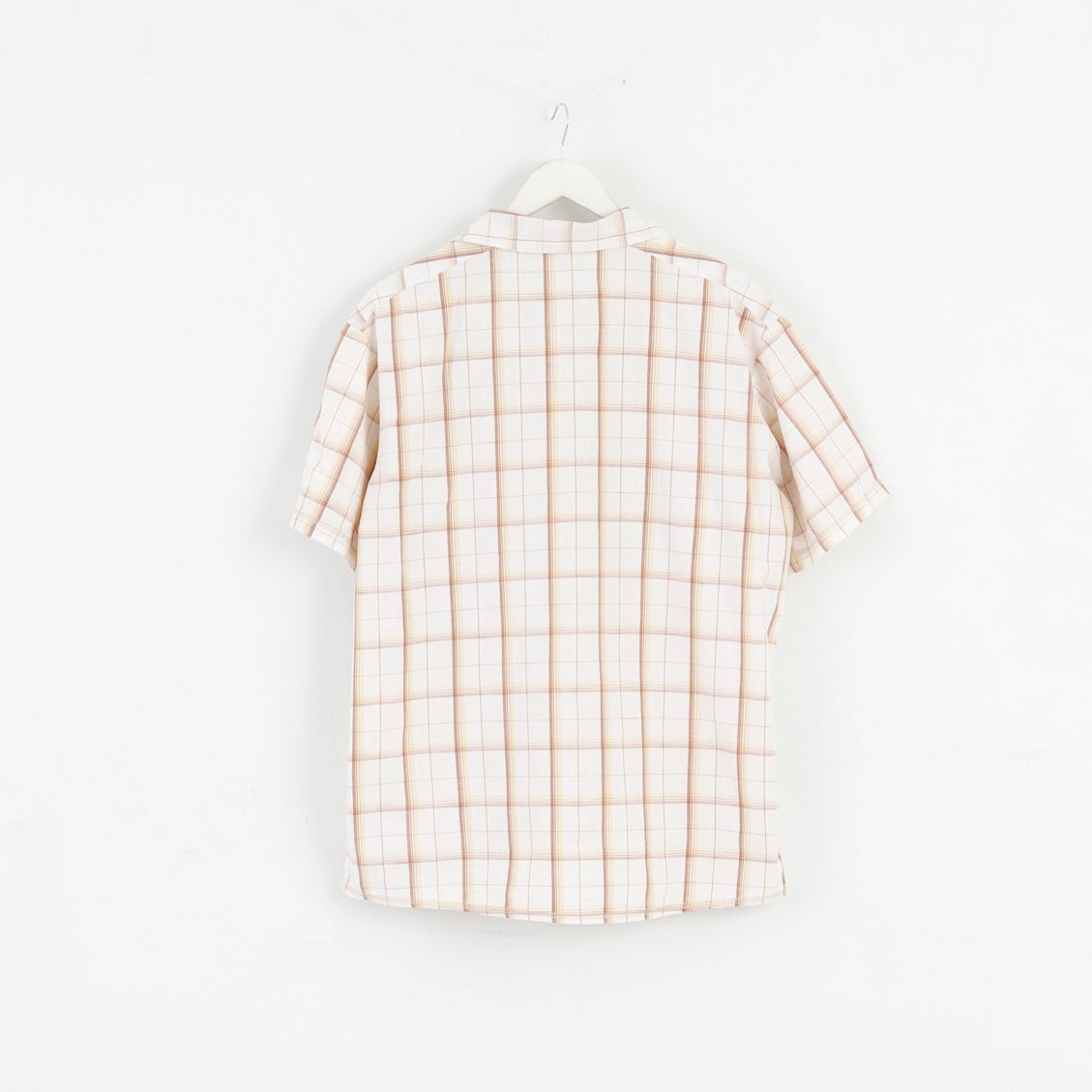 Etirel Chemise décontractée XL pour homme en coton à carreaux beige avec boutons détaillés