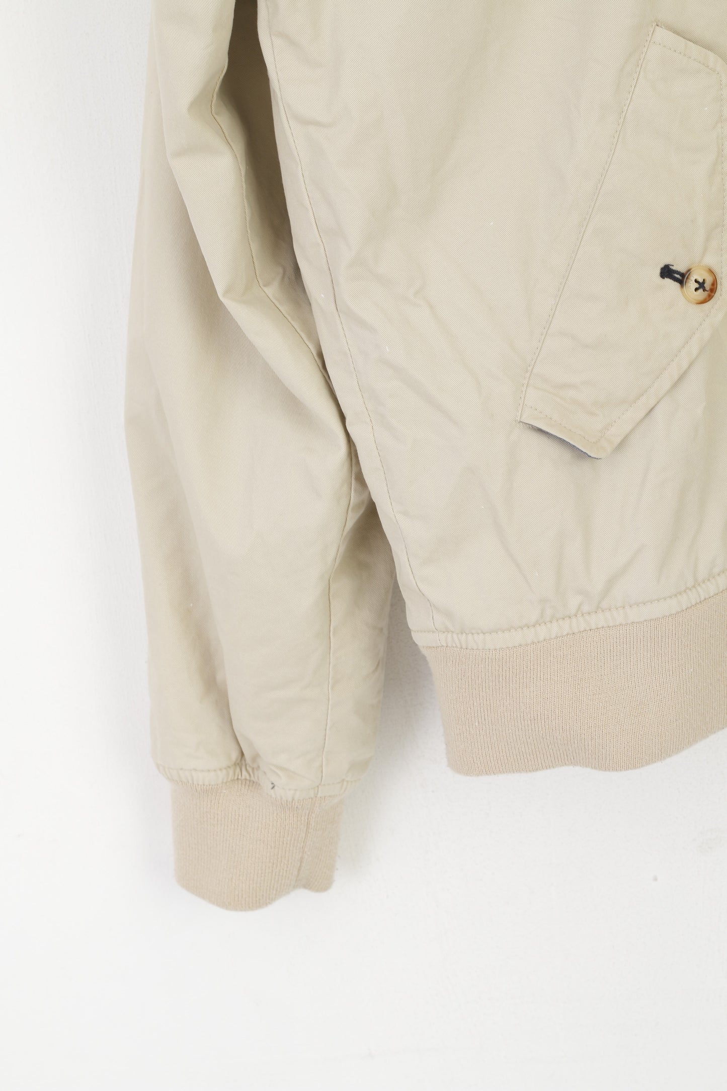 Gant Men L Jacket Beige Campus Cotton Full Zipper Classic Harrington Top