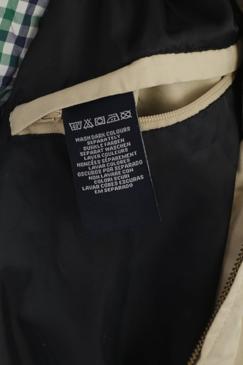 Gant Men L Jacket Beige Campus Cotton Full Zipper Classic Harrington Top