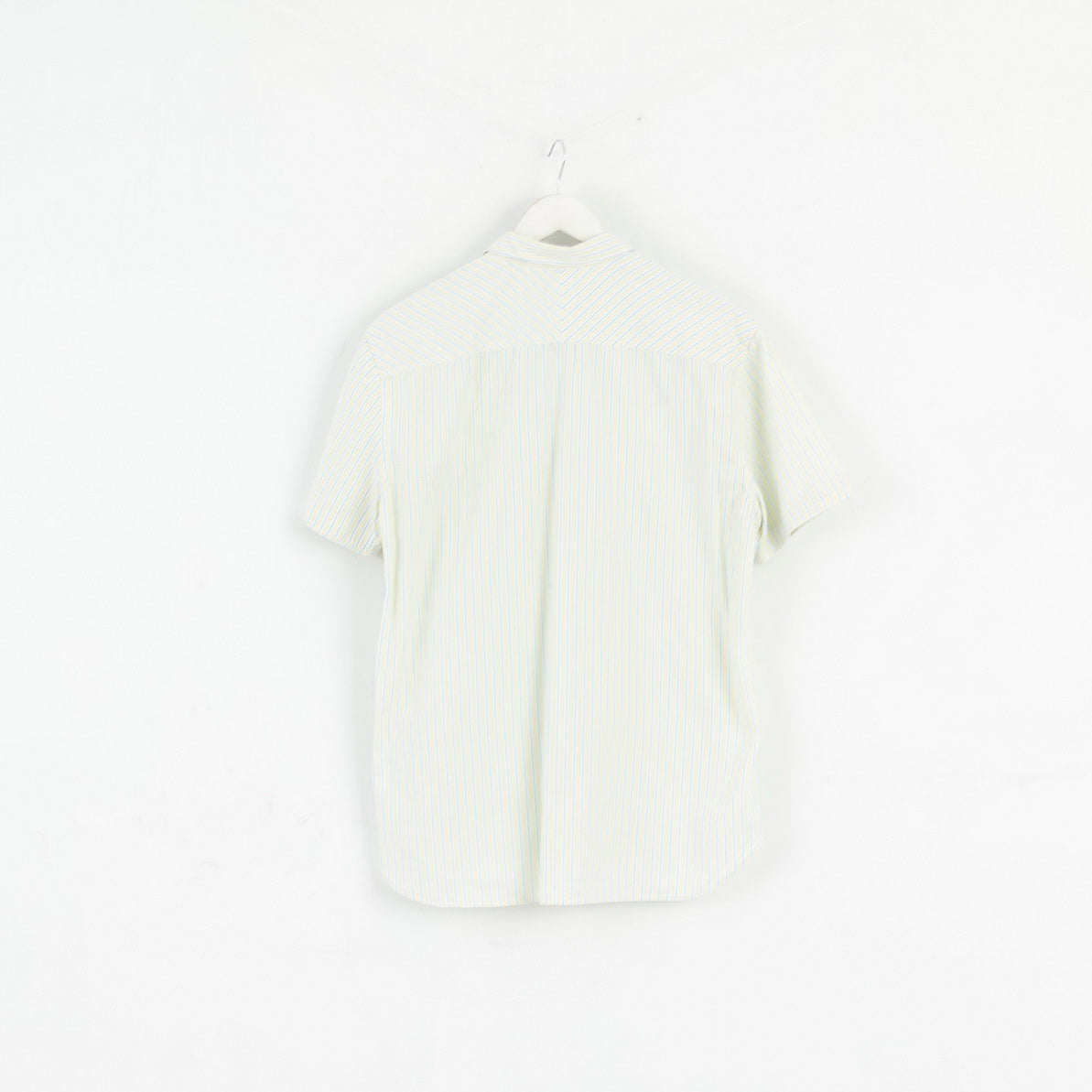Paul Smith Jeans Mens XL (L) Casual Shirt Yellow Green Striped Cotton Top