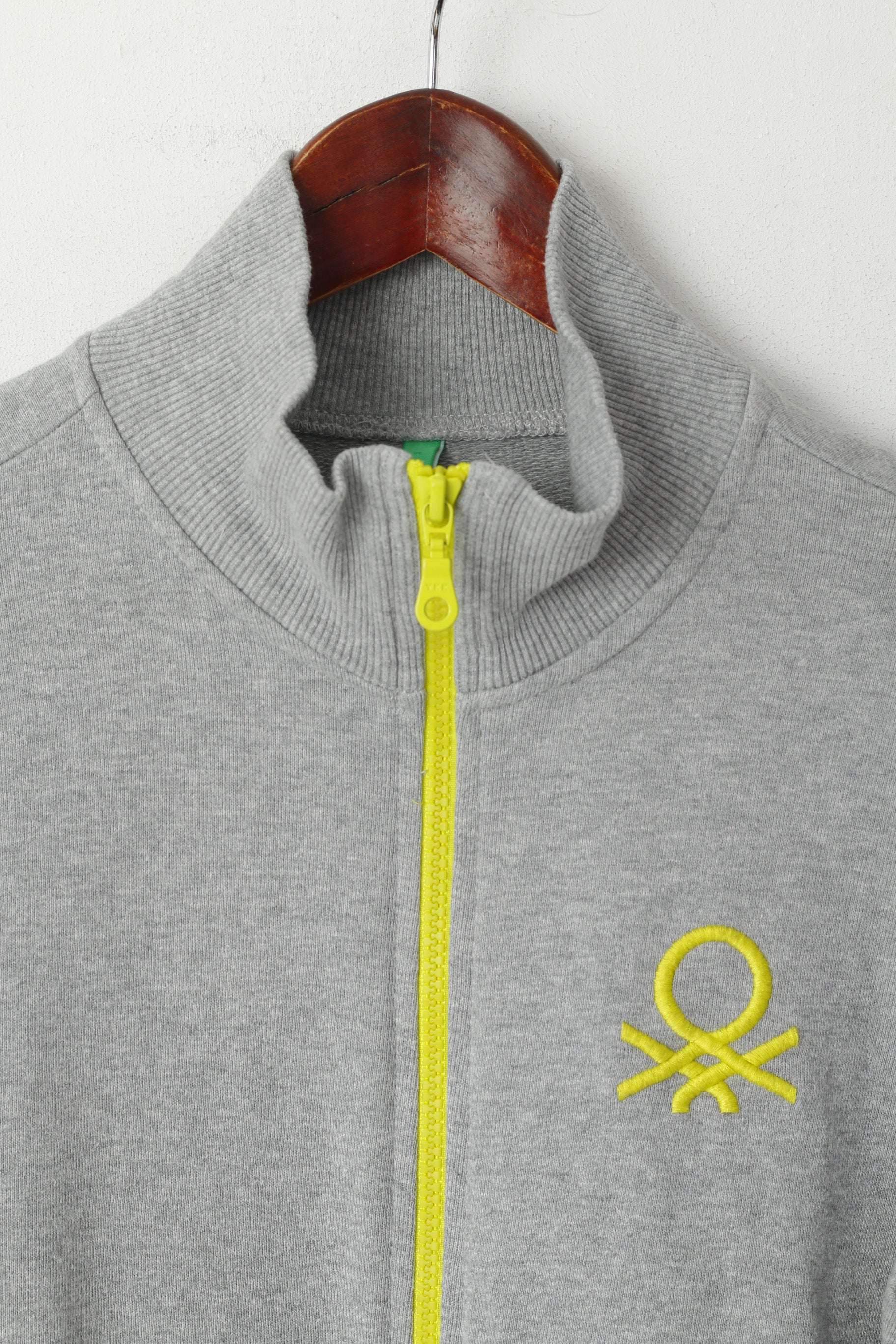 United Colors Of Benetton Youth 11 - 12 age 160 Sweatshirt Grey Girls Cotton Zip Up Italy Top