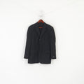 Daniel Grahame Men 42 Blazer Black Wool Blend Shoulder Pads Single Breasted Jacket