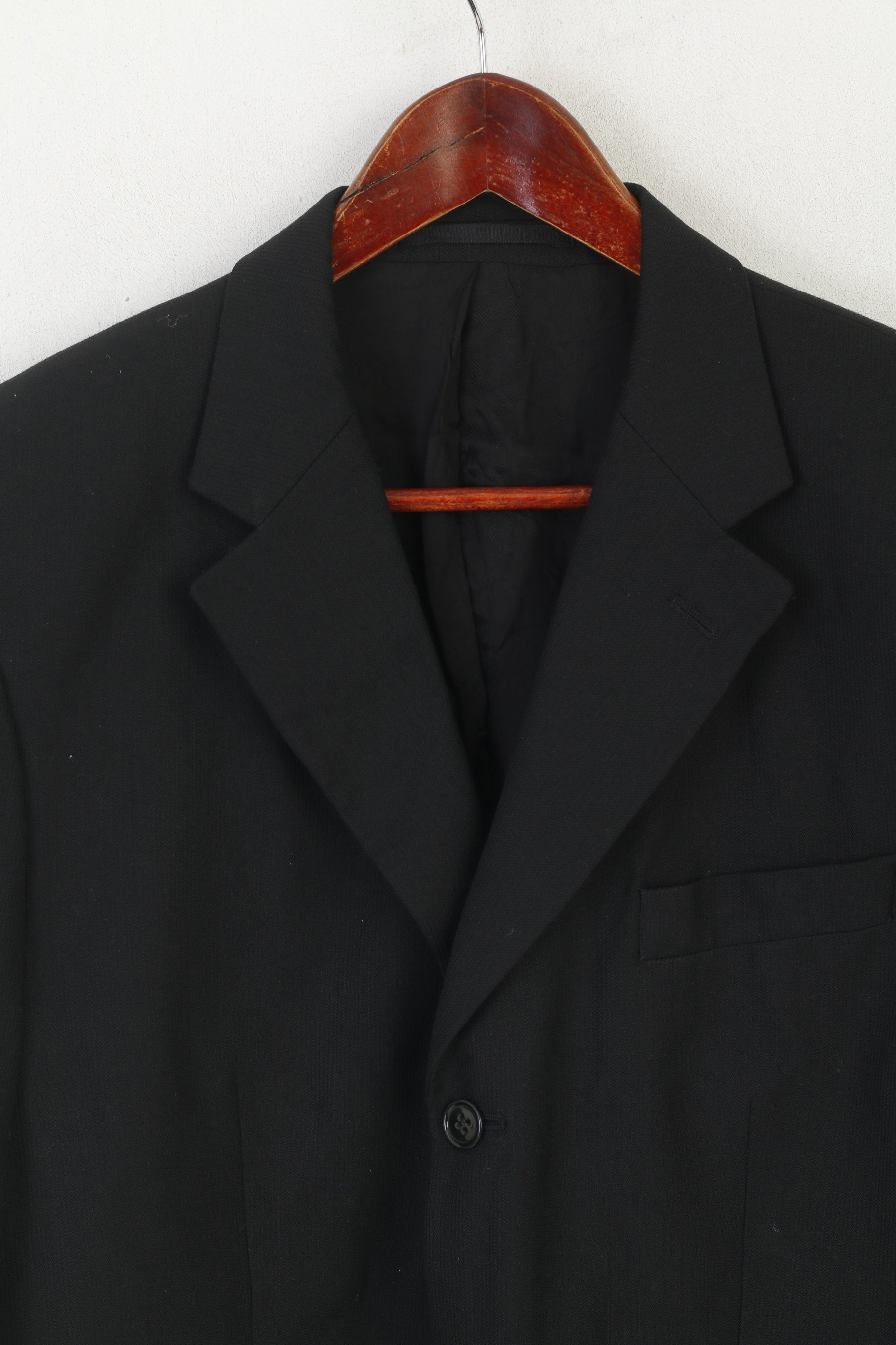Daniel Grahame Men 42 Blazer Black Wool Blend Shoulder Pads Single Breasted Jacket