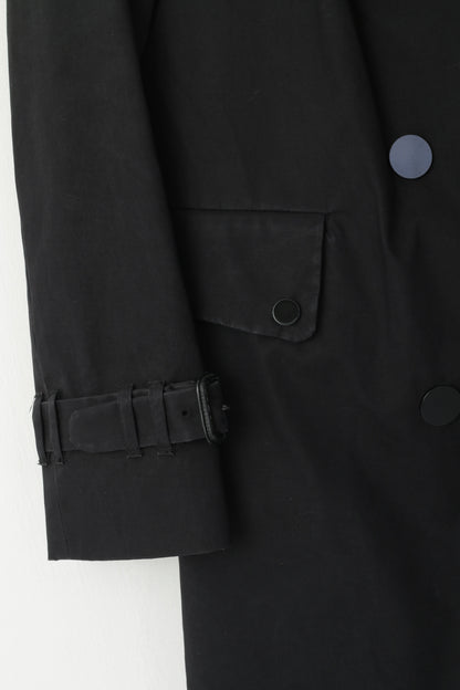 Designers Remix Collection By Charlotte Eskildsen Women 38 S Coat Black Double Breasted Snap Trench