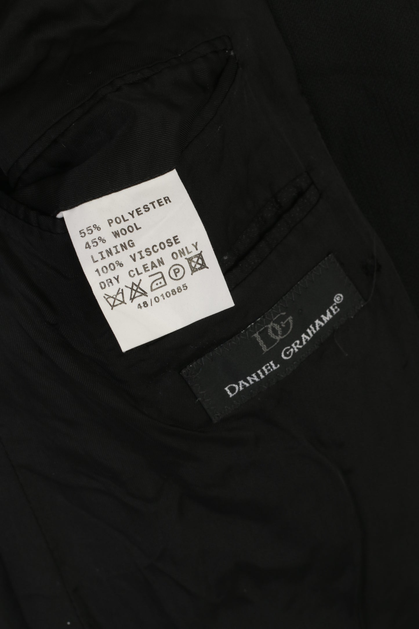Daniel Grahame Men 42 Blazer Black Wool Blend Shoulder Pads Single Breasted Jacket