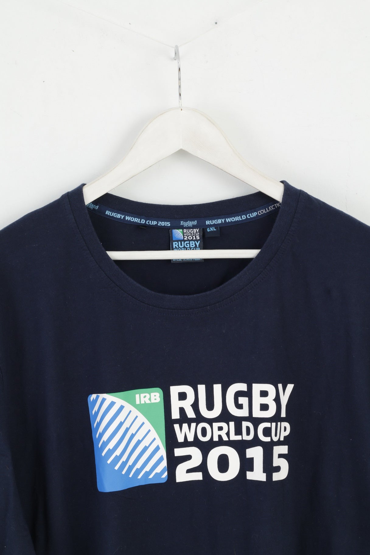 T-shirt da uomo 6XL della Coppa del mondo di rugby 2015 in cotone blu scuro con grafica taglie forti