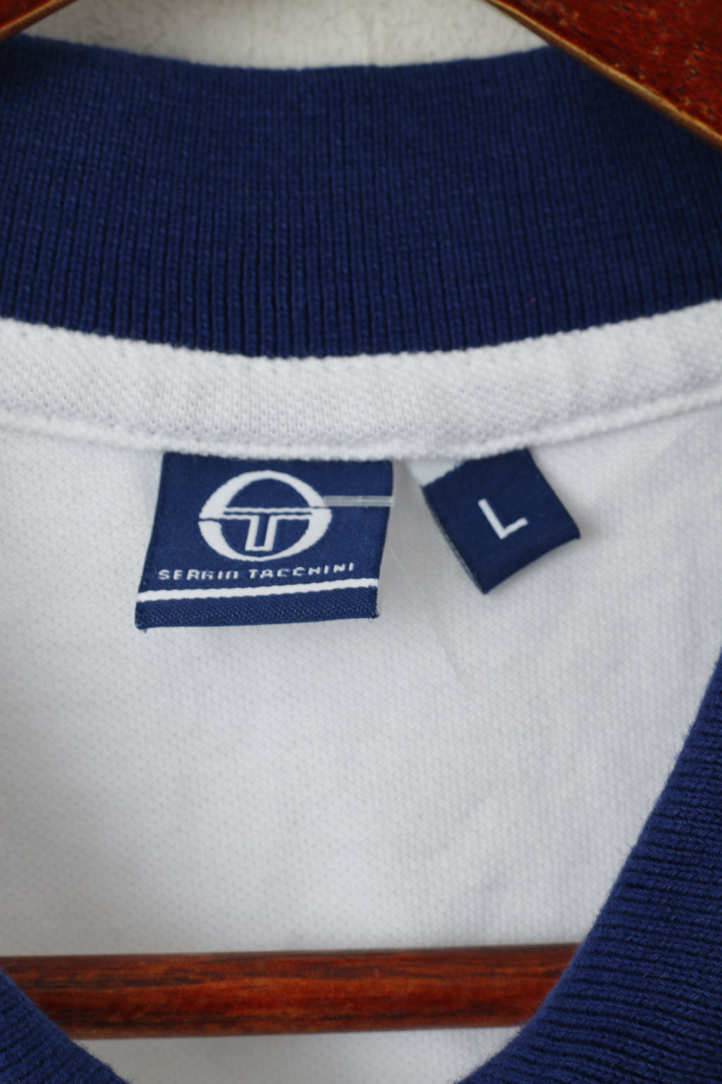 Sergio Tacchini Women L Polo Shirt White Cotton Cropped Sport Tennis Top