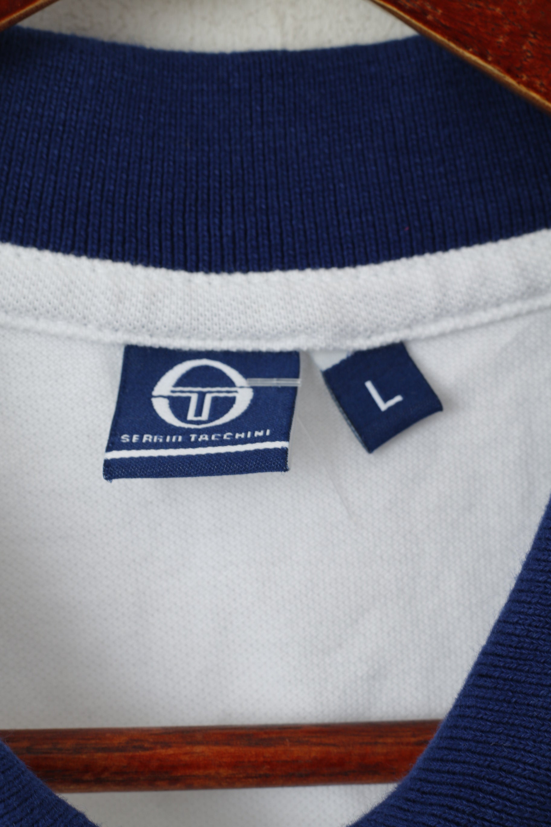 Sergio Tacchini Women L Polo Shirt White Cotton Cropped Sport Tennis Top