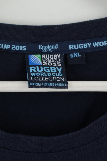 T-shirt da uomo 6XL della Coppa del mondo di rugby 2015 in cotone blu scuro con grafica taglie forti