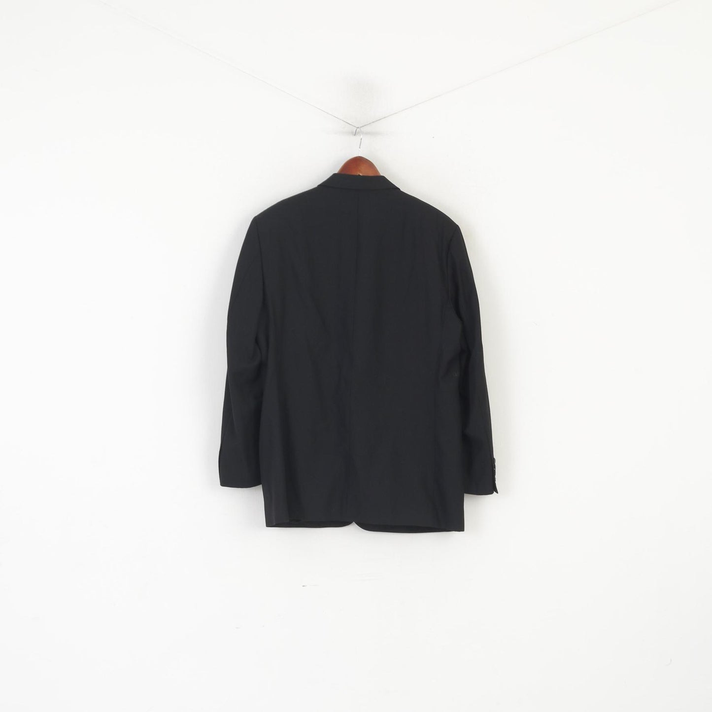 Daniel Grahame Men 42 Blazer Black Wool Blend Shoulder Pads Single Breasted Jacket