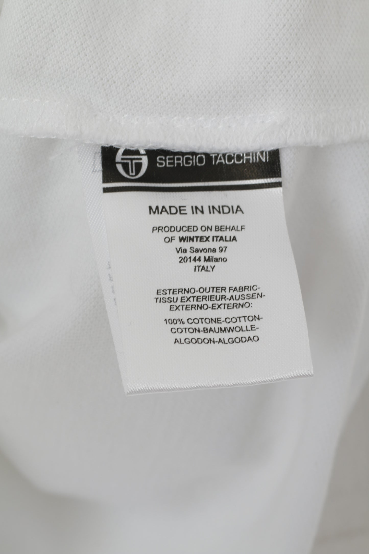 Sergio Tacchini Women L Polo Shirt White Cotton Cropped Sport Tennis Top