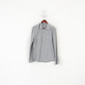 Soviet Men L Casual Shirt Gray Cotton Striped Pocket Slim Fit Long Sleeve Top