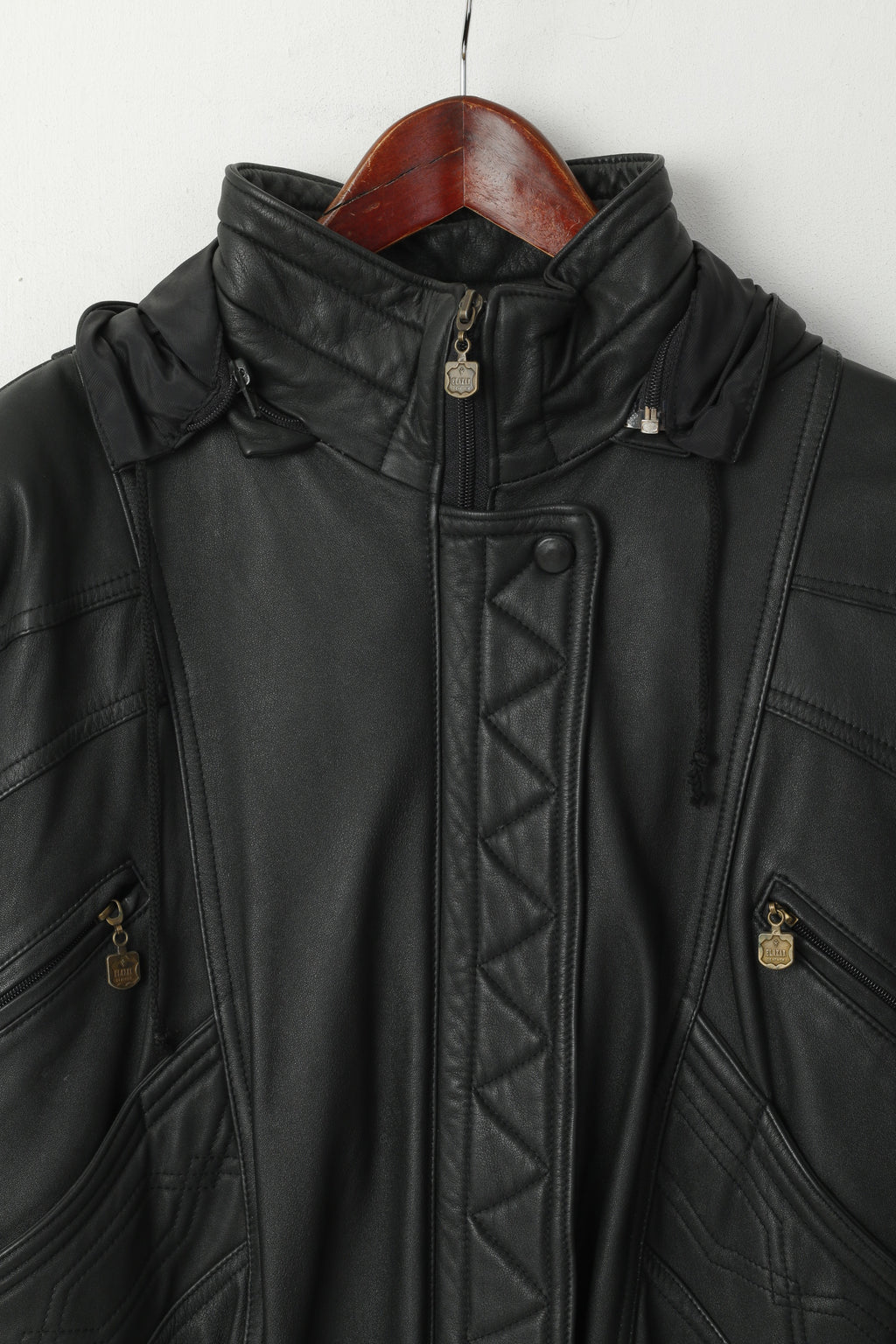 Elazar Giacca da donna M in pelle nera vintage morbida da motociclista fodera rimovibile con cerniera