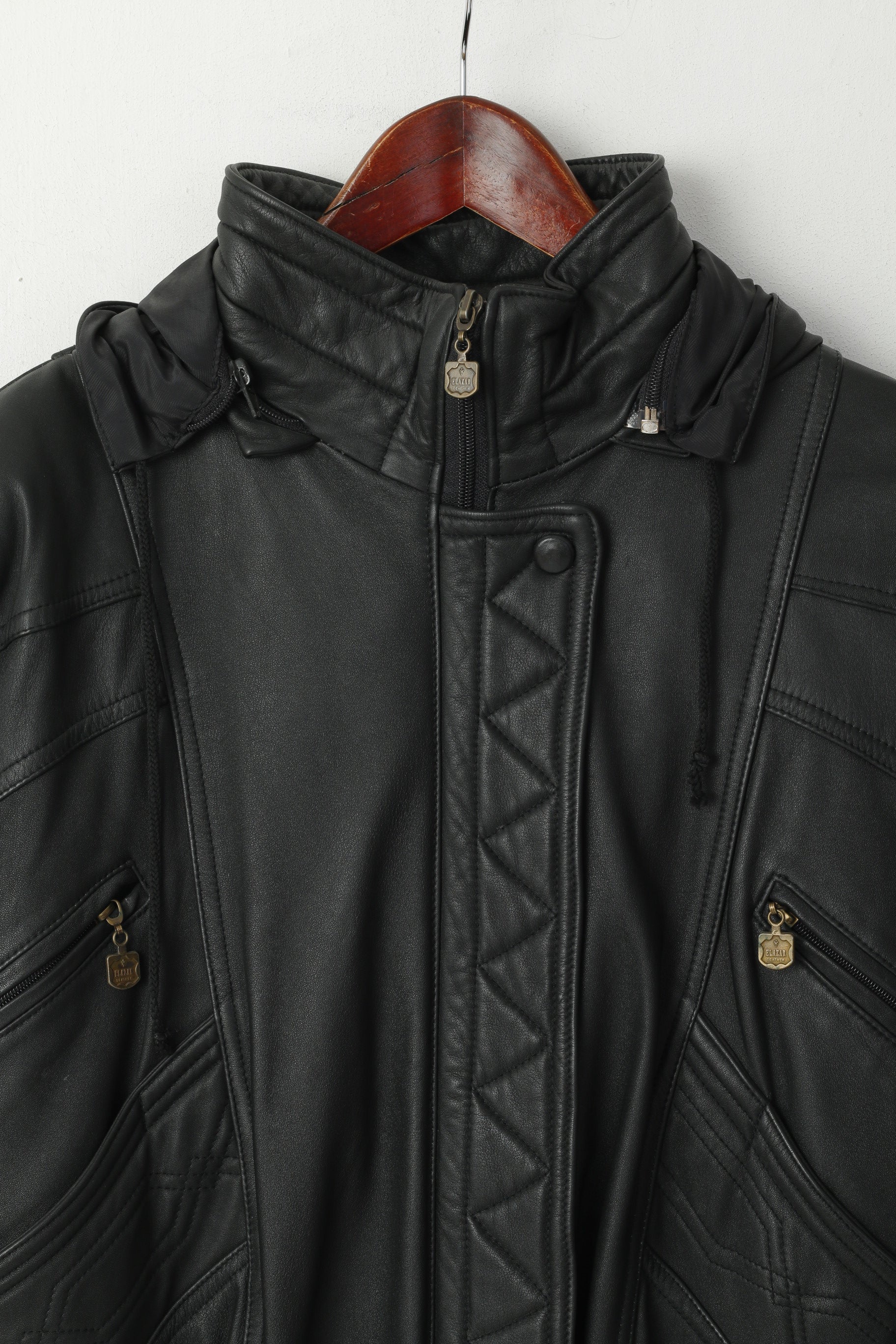 Elazar Giacca da donna M in pelle nera vintage morbida da motociclista fodera rimovibile con cerniera