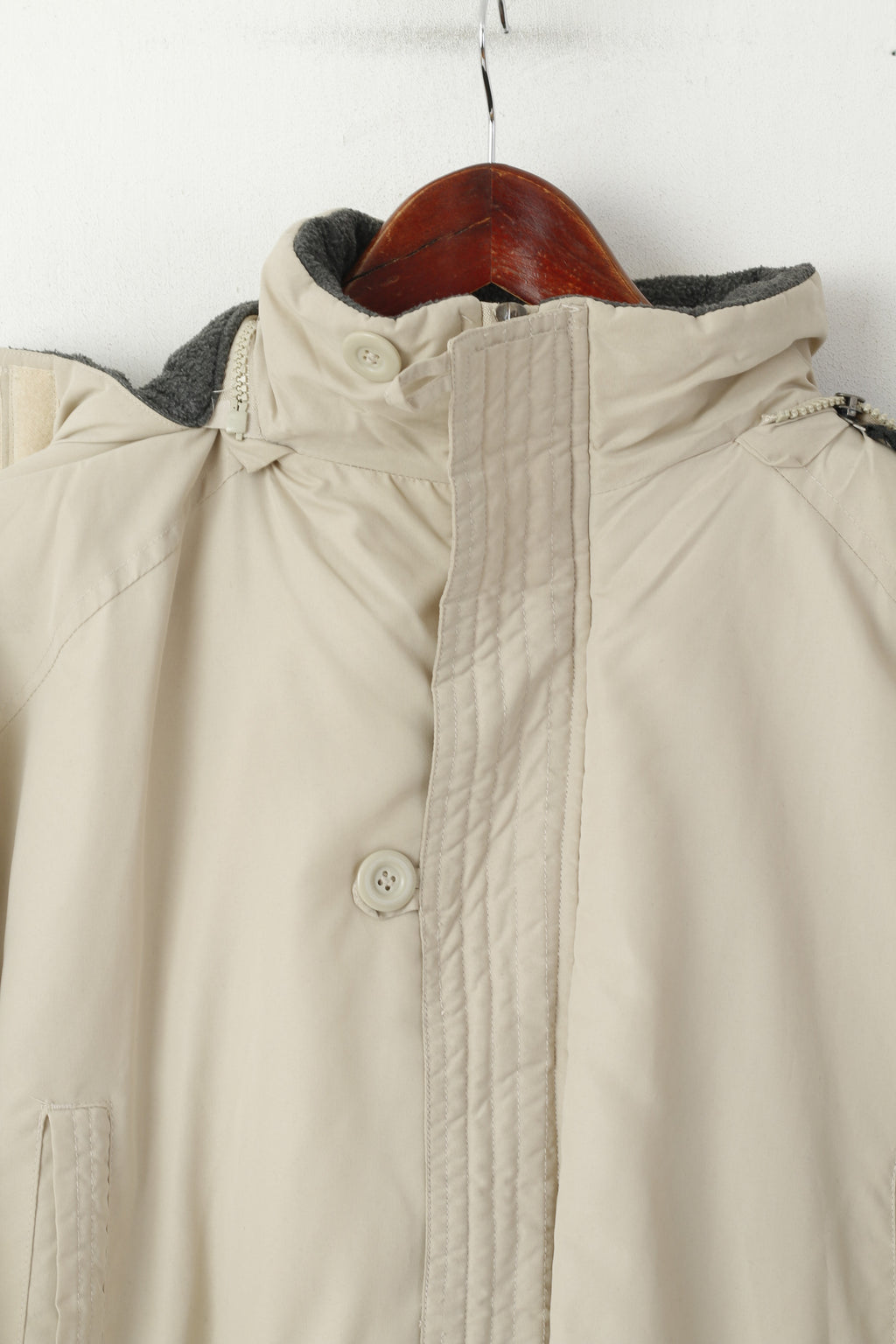 Greygoose Men XL Jacket Beige Nylon Padded Winter Hooded Chore Full Zip Top