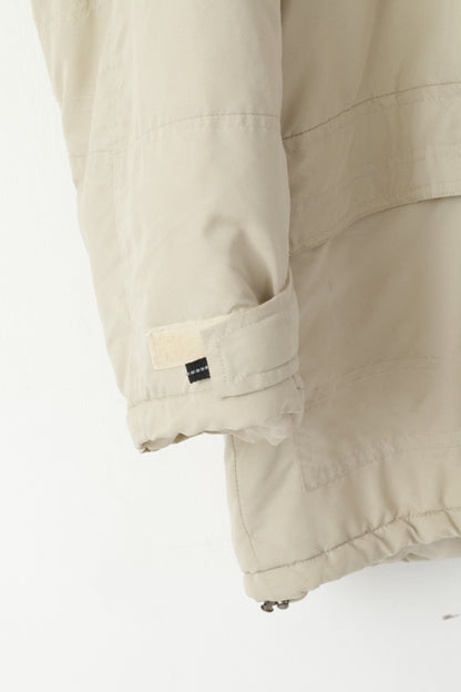 Greygoose Men XL Jacket Beige Nylon Padded Winter Hooded Chore Full Zip Top