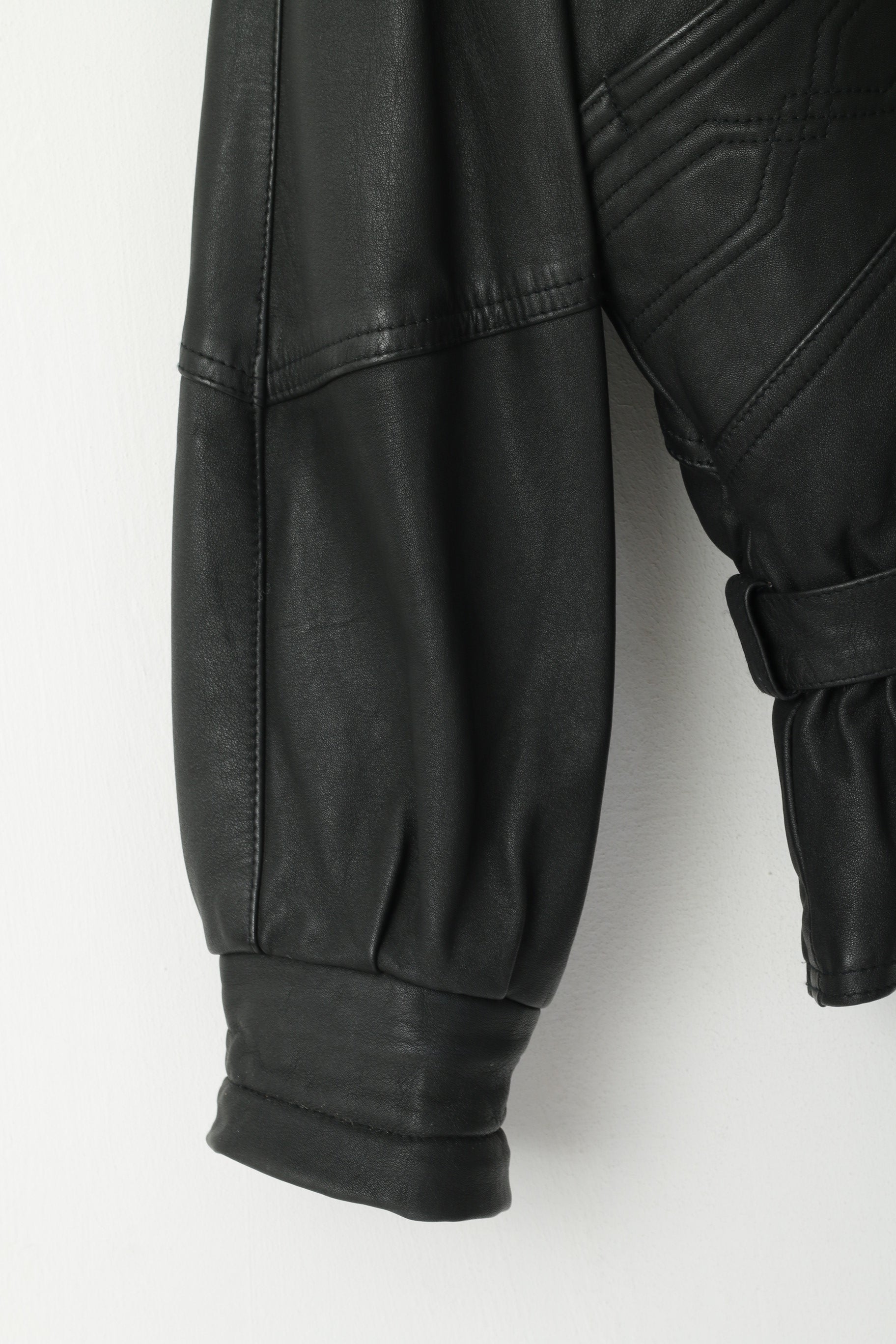 Elazar Giacca da donna M in pelle nera vintage morbida da motociclista fodera rimovibile con cerniera