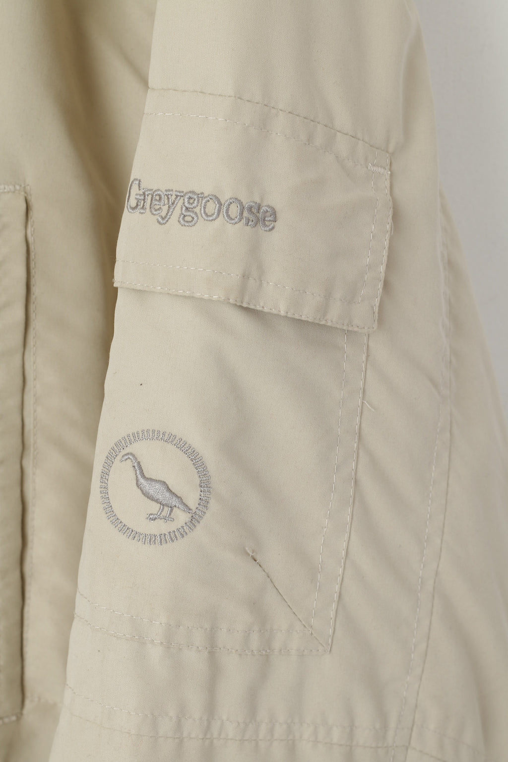 Greygoose Men XL Jacket Beige Nylon Padded Winter Hooded Chore Full Zip Top