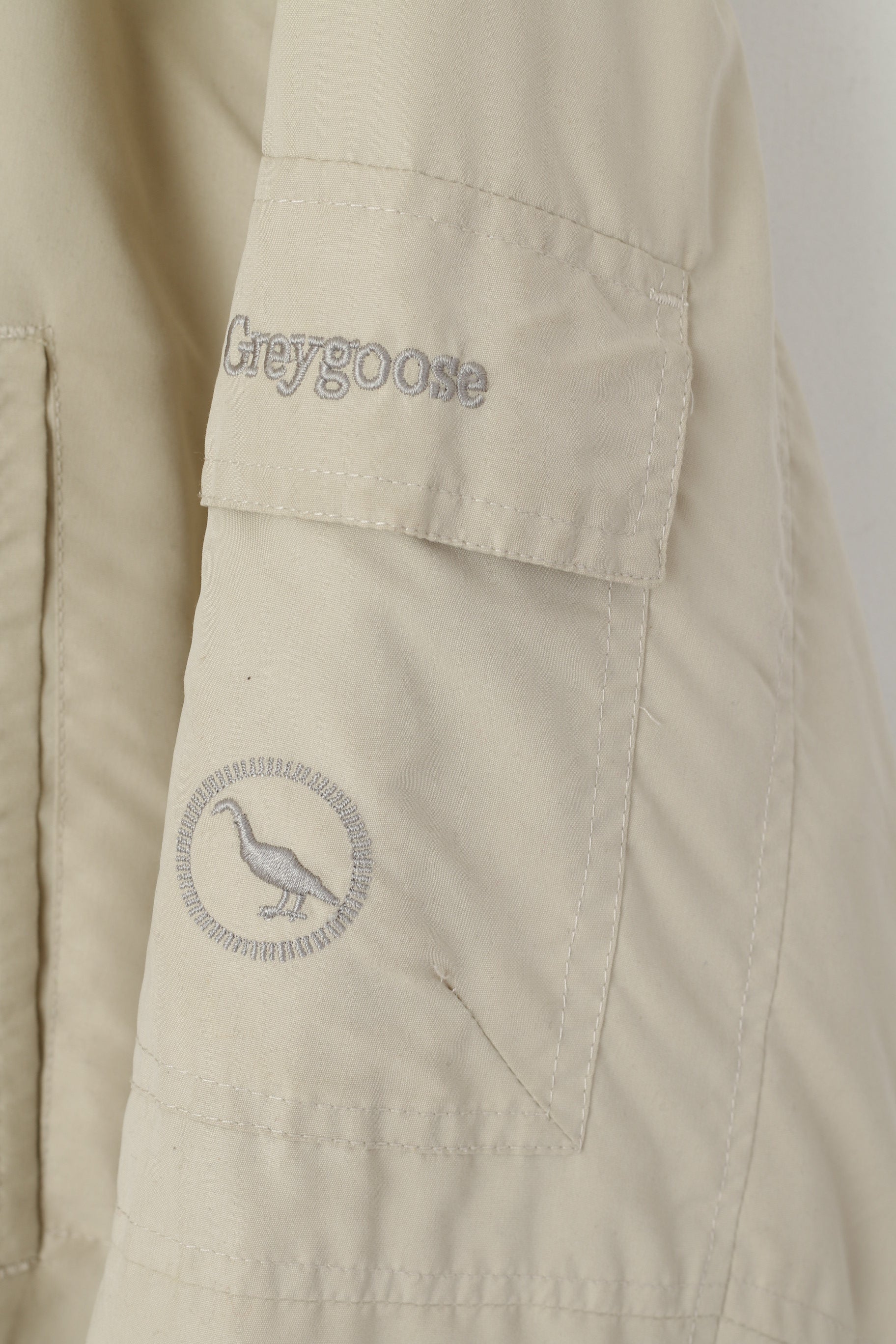 Greygoose Men XL Jacket Beige Nylon Padded Winter Hooded Chore Full Zip Top
