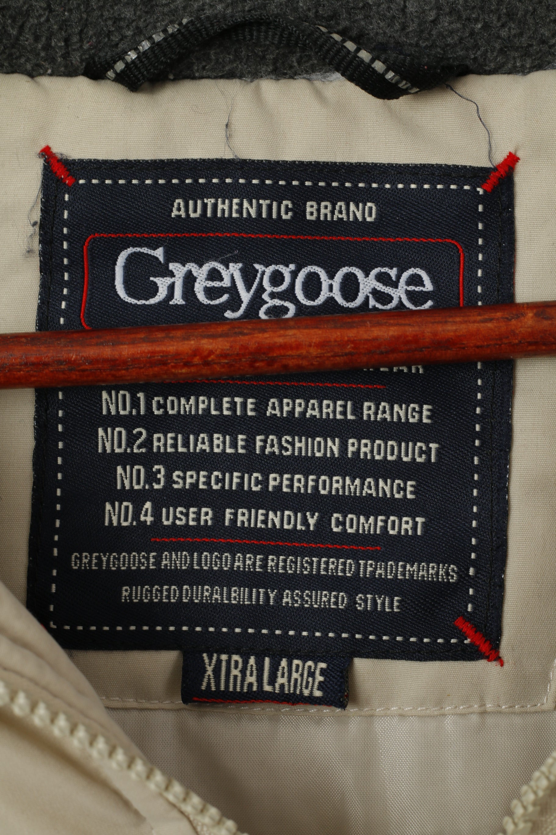 Greygoose Men XL Jacket Beige Nylon Padded Winter Hooded Chore Full Zip Top