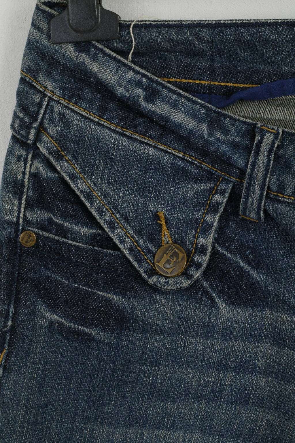 ETHANOL Pantaloni da donna 9 in cotone Italia Jeans strappati in denim blu scuro Pantaloni a vita bassa