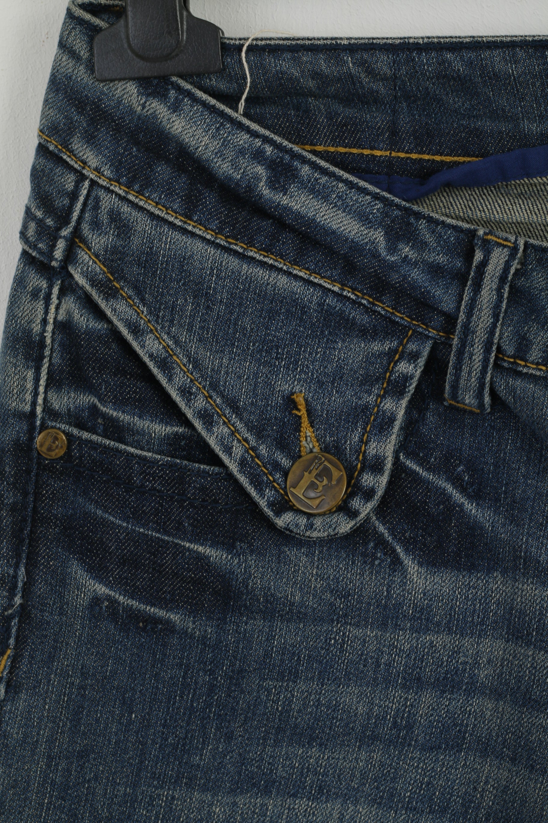 ETHANOL Pantaloni da donna 9 in cotone Italia Jeans strappati in denim blu scuro Pantaloni a vita bassa