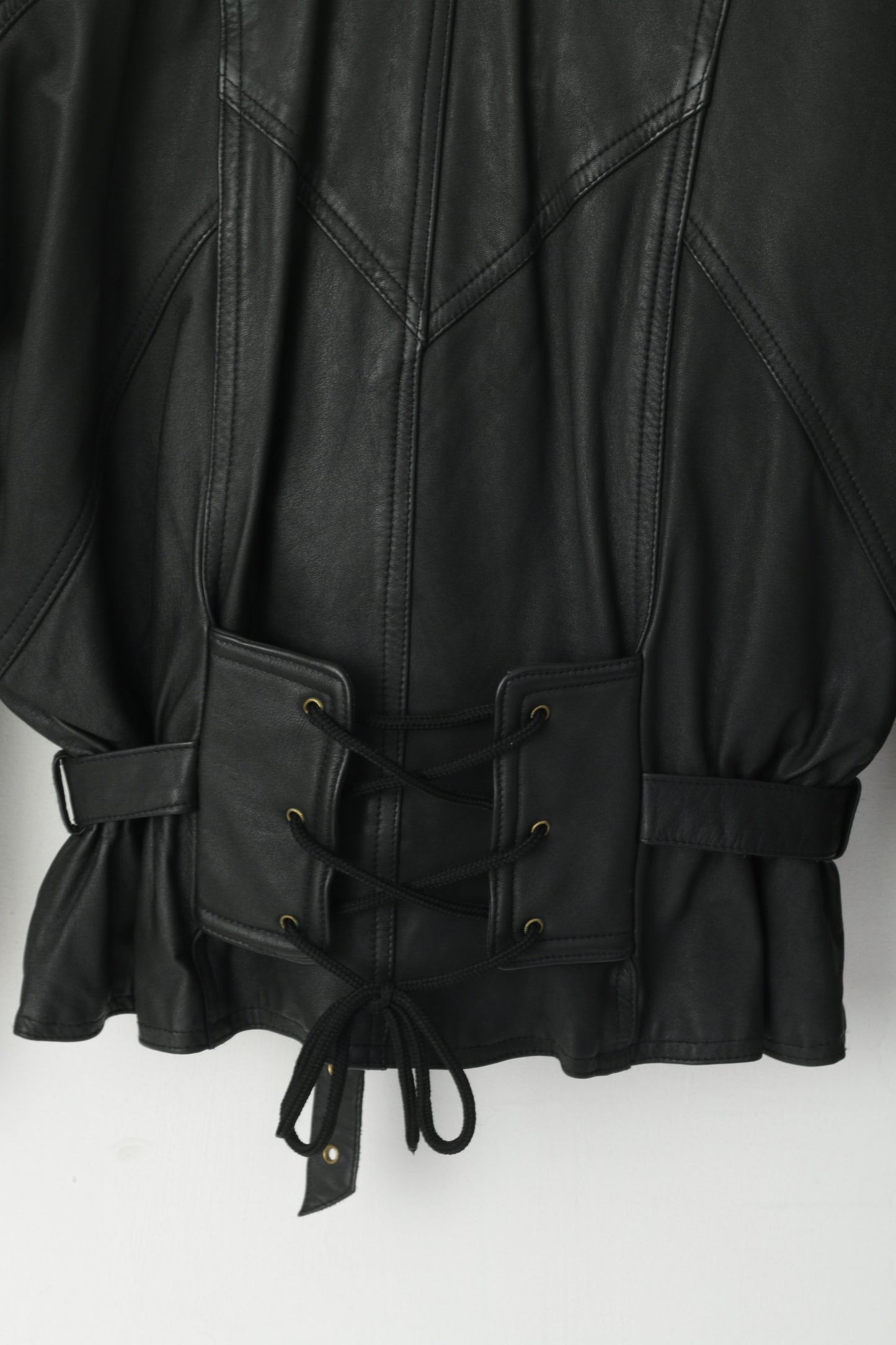 Elazar Women M Jacket Black Leather Vintage Soft Biker Removable Lining Zip Up Top