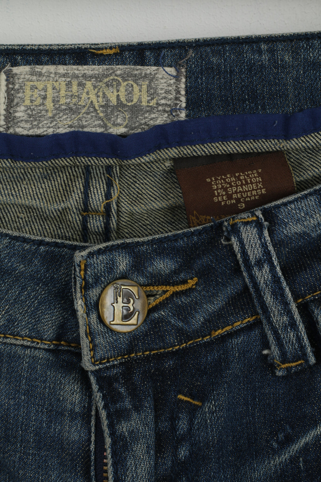ETHANOL Pantaloni da donna 9 in cotone Italia Jeans strappati in denim blu scuro Pantaloni a vita bassa