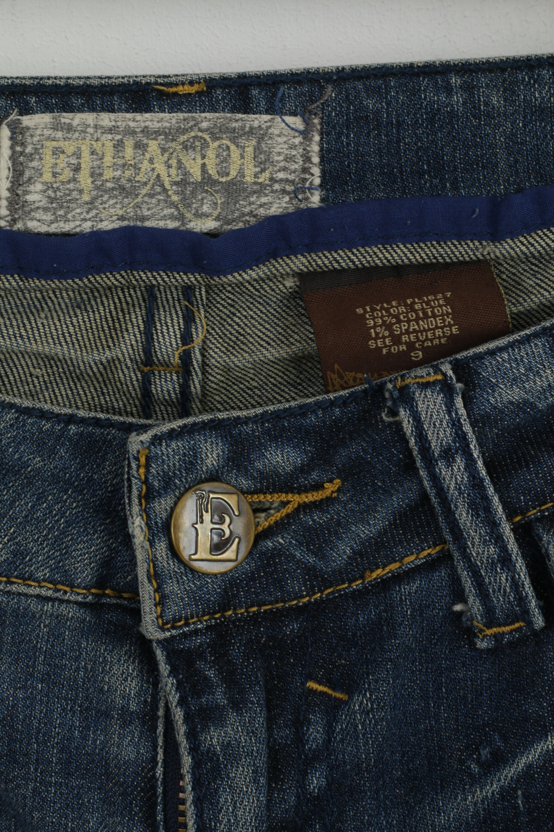 ETHANOL Pantaloni da donna 9 in cotone Italia Jeans strappati in denim blu scuro Pantaloni a vita bassa