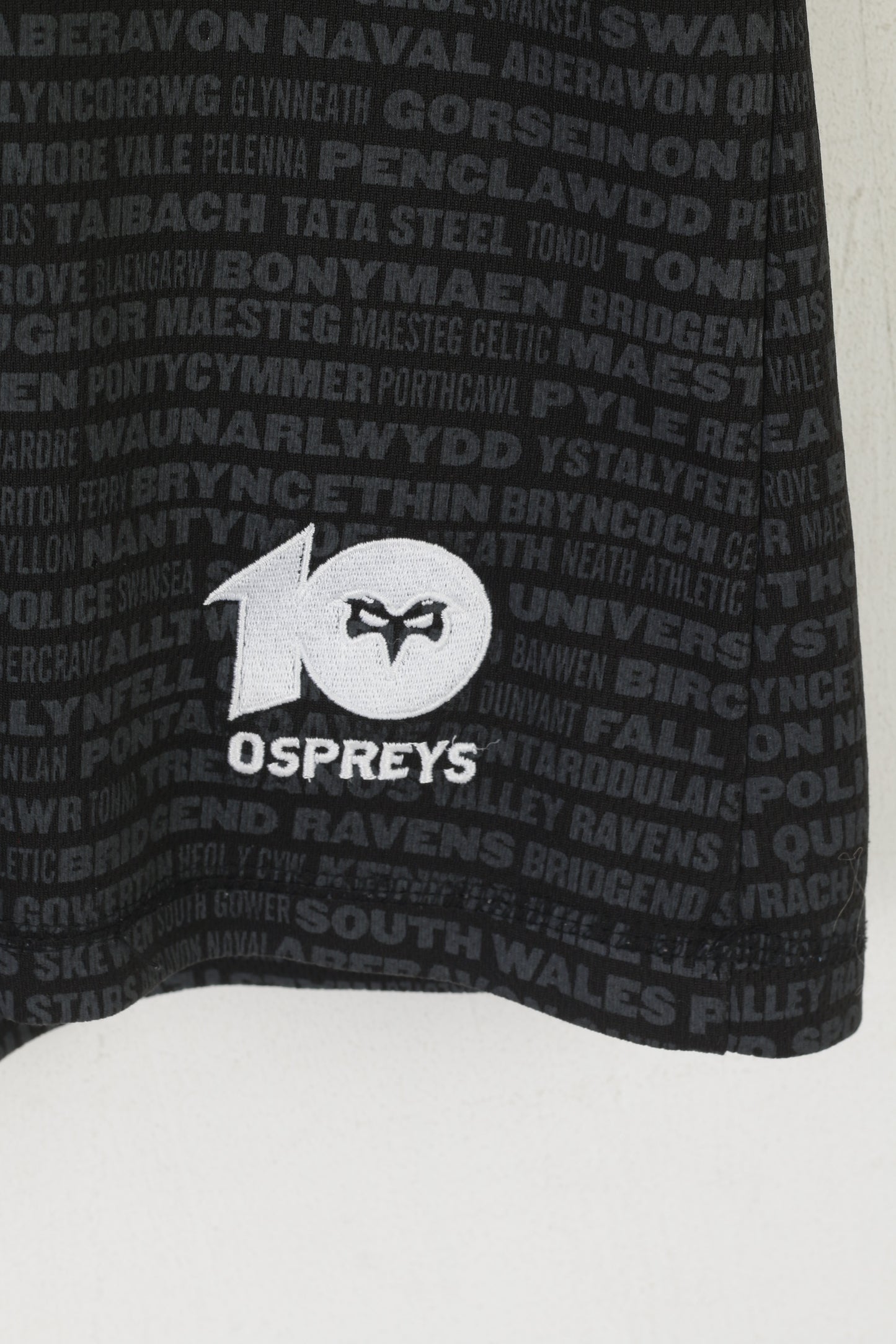 Kooga Ospreys Men SML Shirt Black Rugby Union Sportswear Jersey Top