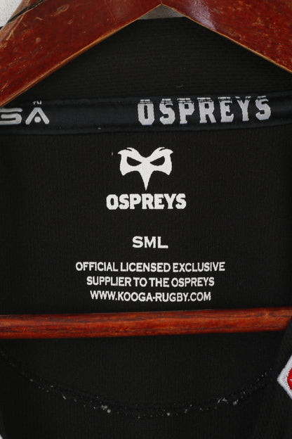 Kooga Ospreys Men SML Shirt Black Rugby Union Sportswear Jersey Top