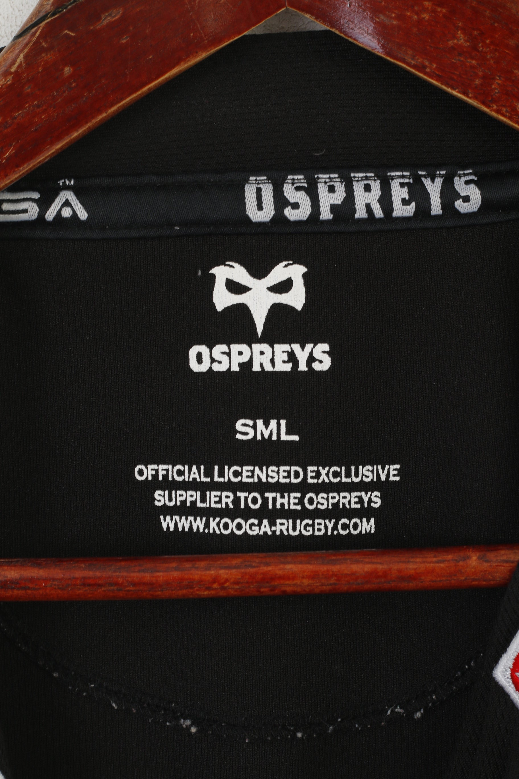 Kooga Ospreys Chemise SML pour homme Noir Rugby Union Sportswear Haut en jersey