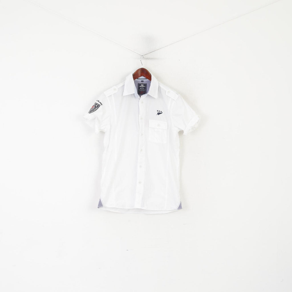 New Zealand Auckland Men S Casual Shirt White Cotton Embroidered South Island Top