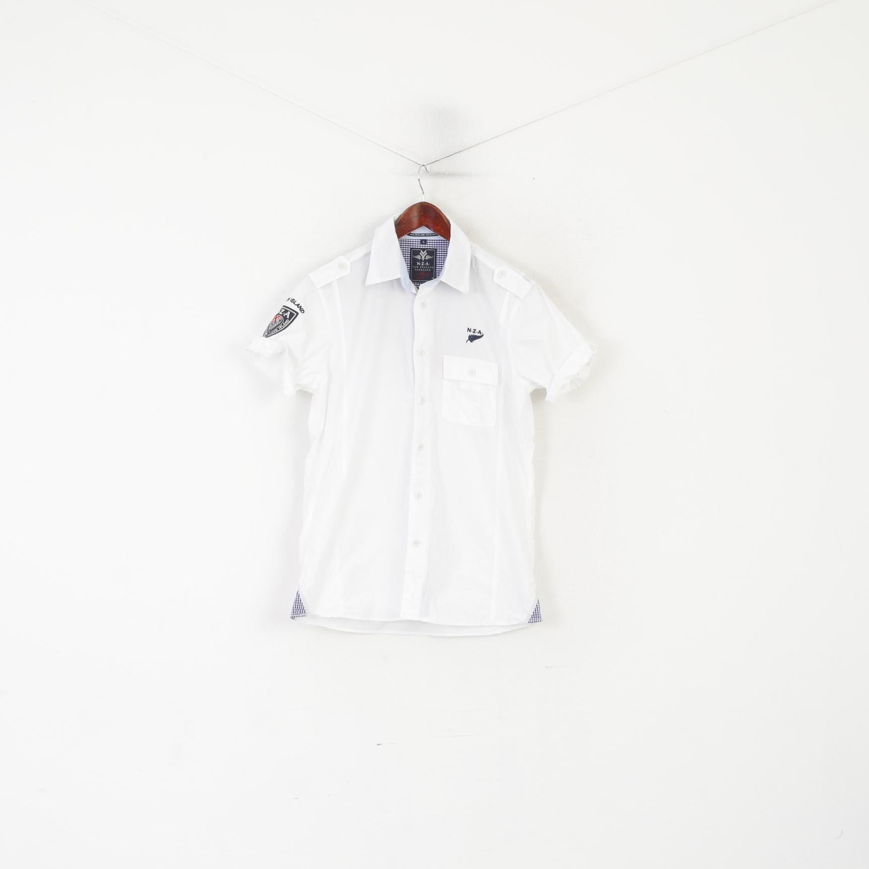 New Zealand Auckland Men S Casual Shirt White Cotton Embroidered South Island Top