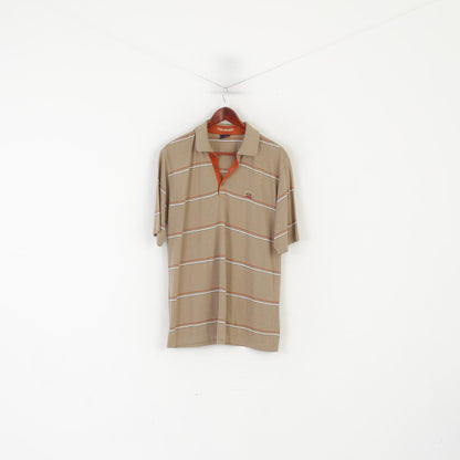 Paul & Shark Yachting Men XL Polo Shirt Beige Striped Cotton Italy Vintage Top