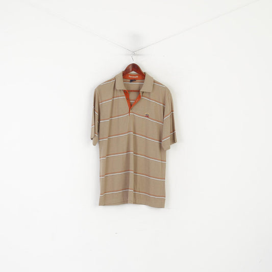 Paul &amp; Shark Yachting Homme XL Polo Beige Rayé Coton Italie Vintage Top