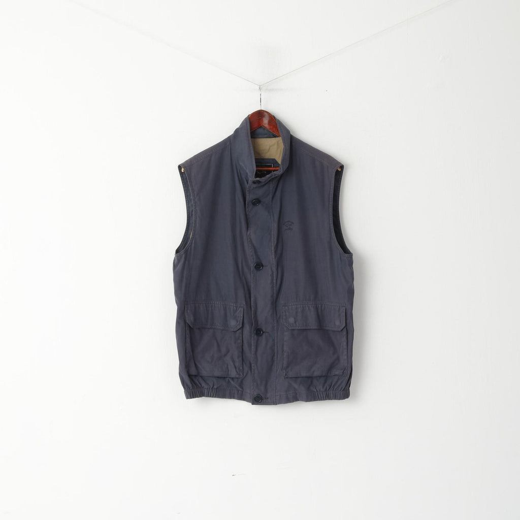 Paul &amp; Shark Yachting Hommes L Gilet Marine Coton Sportswear Zip Up Vest