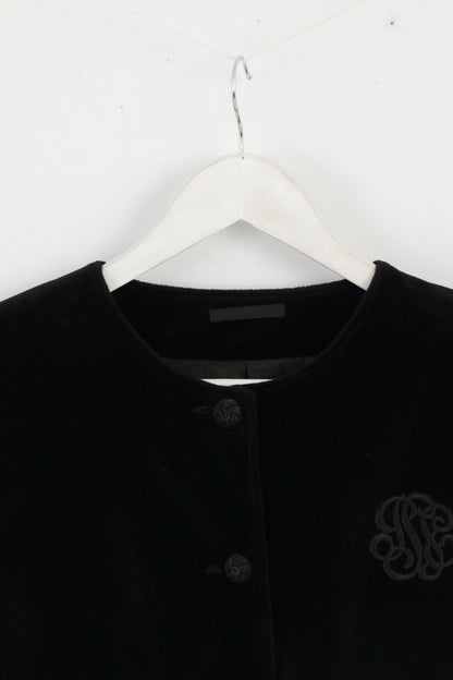 Top giacca corta elegante da donna vintage 38 Blazer in acetato nero lucido